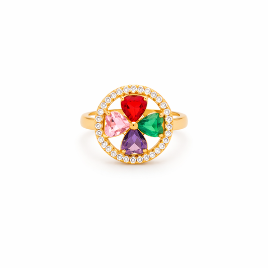 Anillo Giratorio de Corazones Ola de Color | Oro