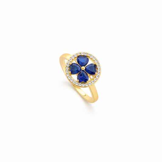 Anillo Giratorio Corazones Zafiro | Oro