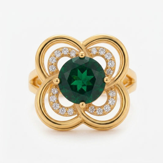 Anillo Giratorio de Trébol de Esmeralda | Oro