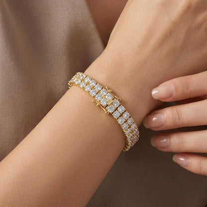 Pulsera Tennis de Doble Hilera | Oro