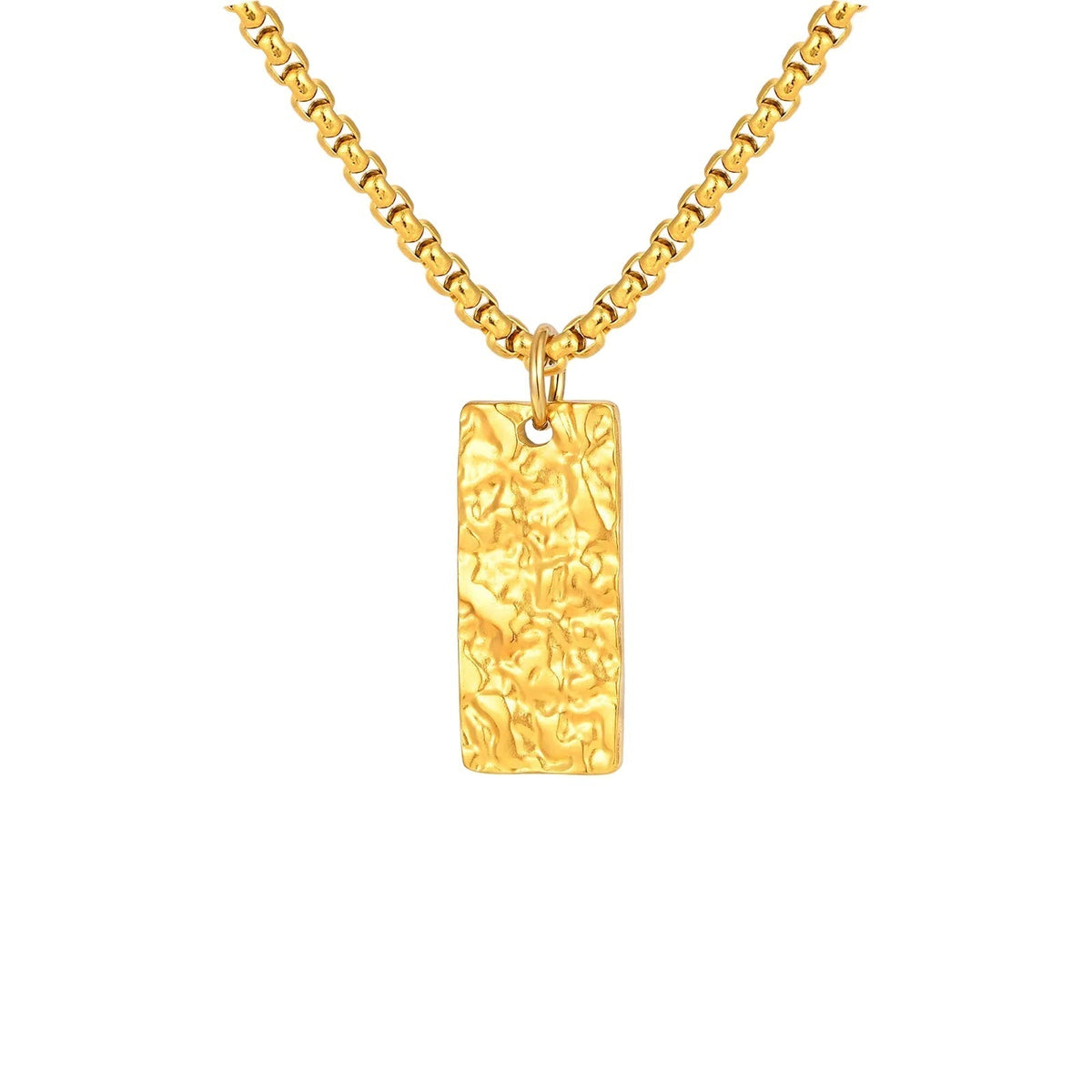 Collar Barra Martillada Ziven | Oro Blanco