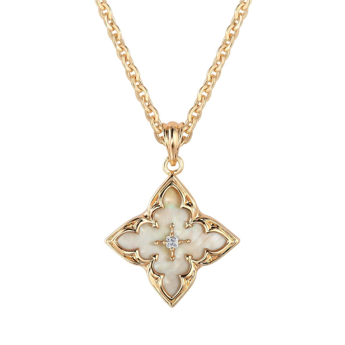 Collar con Dije de Trébol Café | Oro