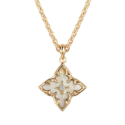 Collar con Dije de Trébol Café | Oro