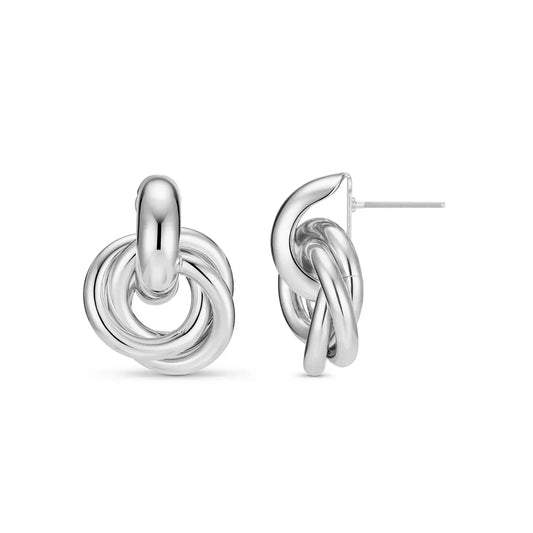 Aretes Statement Entrelazados | Oro Blanco