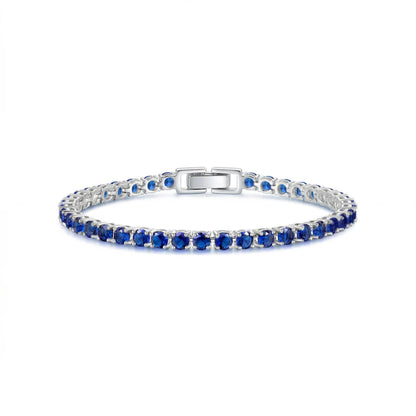 Pulsera Tennis de Zafiro Corte Redondo | Oro Blanco