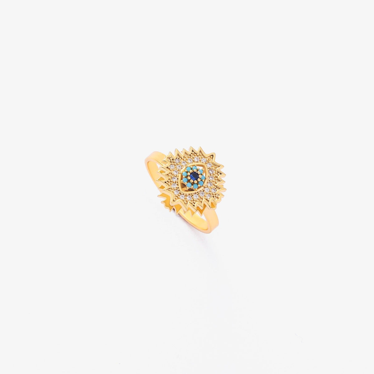 Anillo Giratorio Sunburst de Zafiro | Oro